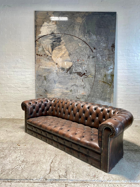 Beautiful MidC Vintage Leather Chesterfield Sofa in Chocolate Browns